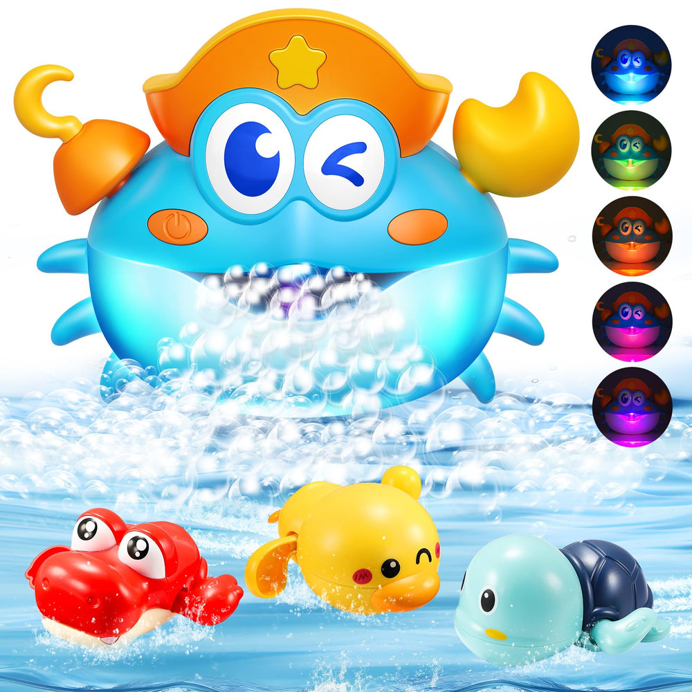 Toyjolka baby bath toys crab bubble machine with LED lights sparks playful bath time