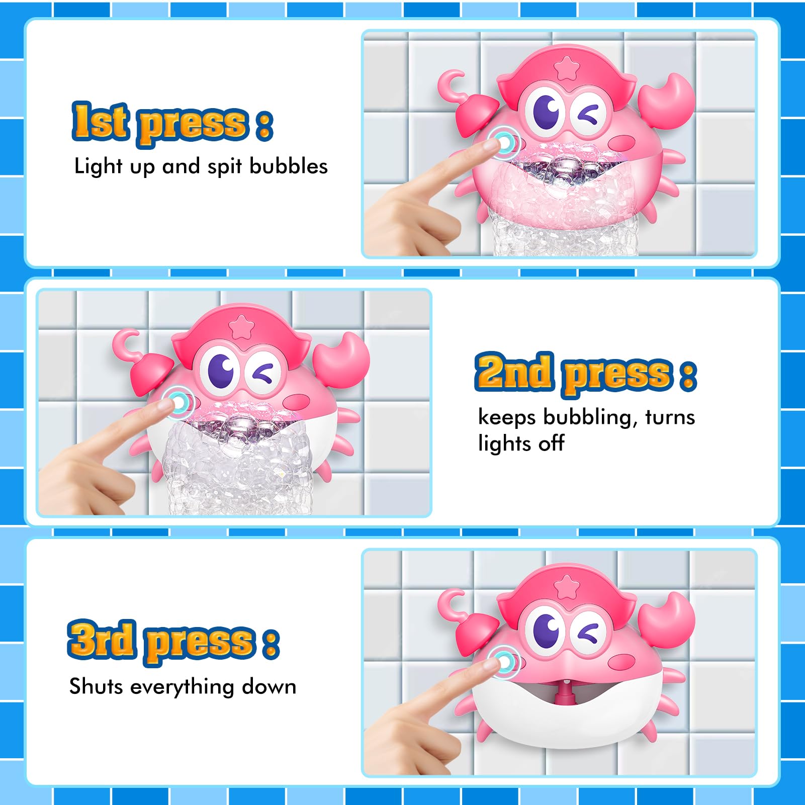 Toyjolka adhesive hook enables easy bath toy setup on tiles