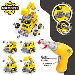 Toyk 4-in-1 take apart car cement mixer model for modular play