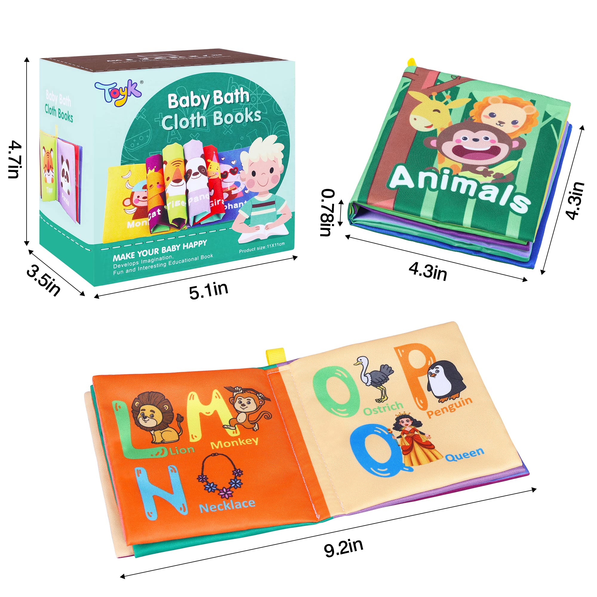 Toyk bath book animals theme encourages recognition during bath play