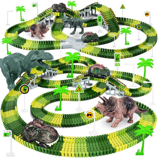 Toyk Dinosaur World Track assembly demonstrates a flexible layout for creative play.