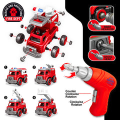 Toyk fire engine model with interchangeable parts promotes imaginative building