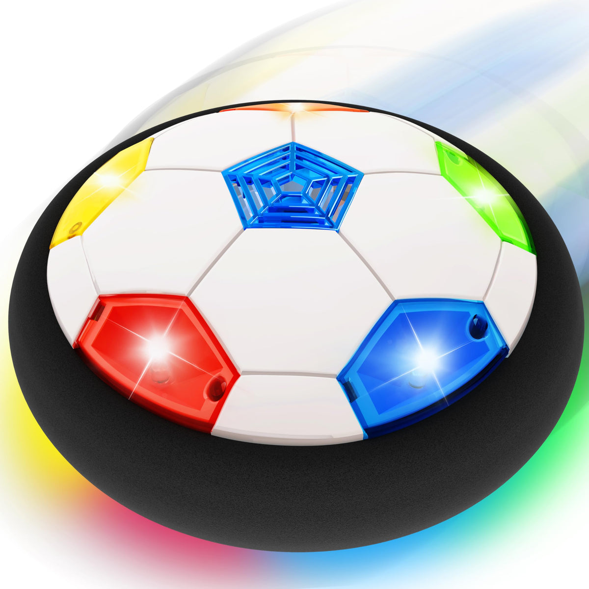 Toyk hover soccer ball with lights on for indoor play and safe fun