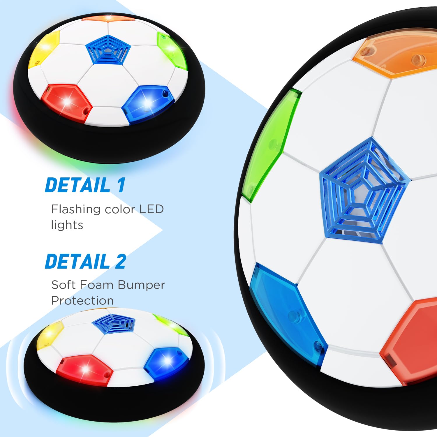 Toyk hover soccer ball soft bumper protects kids and furniture