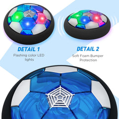Toyk hover soccer ball LED lights attract kids during night play.
