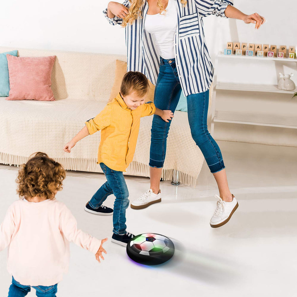Toyk LED hover soccer ball living room scene for family play