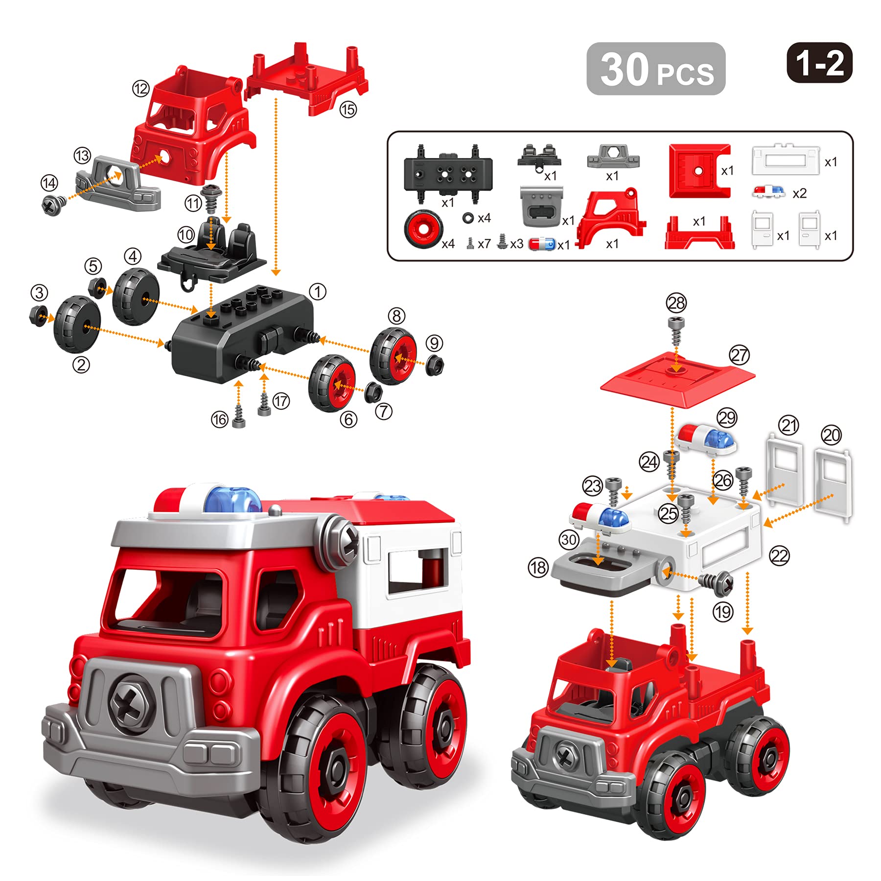 Toyk lift truck assembly playset supports construction play and fine motor development