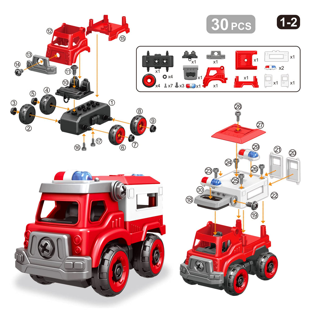Toyk lift truck assembly playset supports construction play and fine motor development