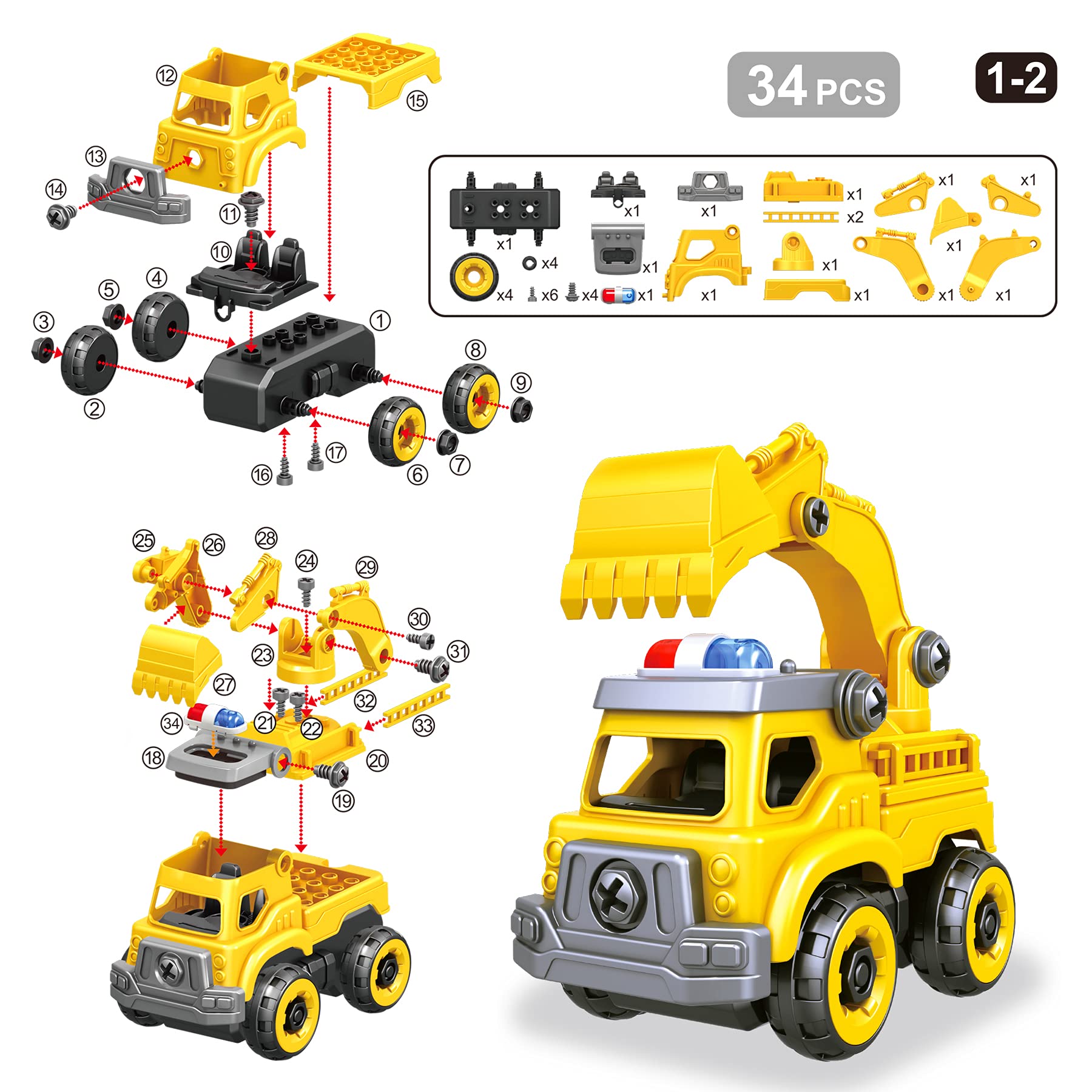 Toyk removable interchangeable truck parts for creative builds
