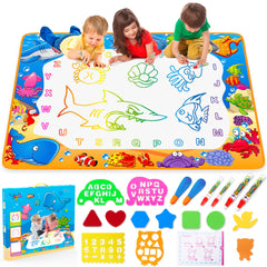 Toyk Water Doodle Mat with ocean pattern for mess-free kid-friendly drawing