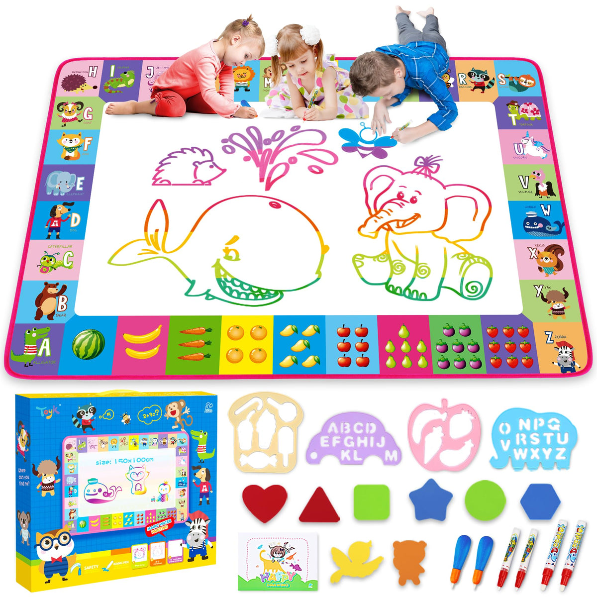Toyk Water Doodle Mat pink folded for compact travel and mess-free play