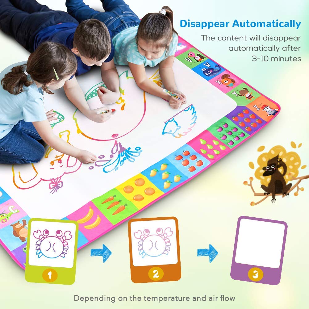 Toyk Water Doodle Mat pink magic pens enable reusable, clean drawing sessions