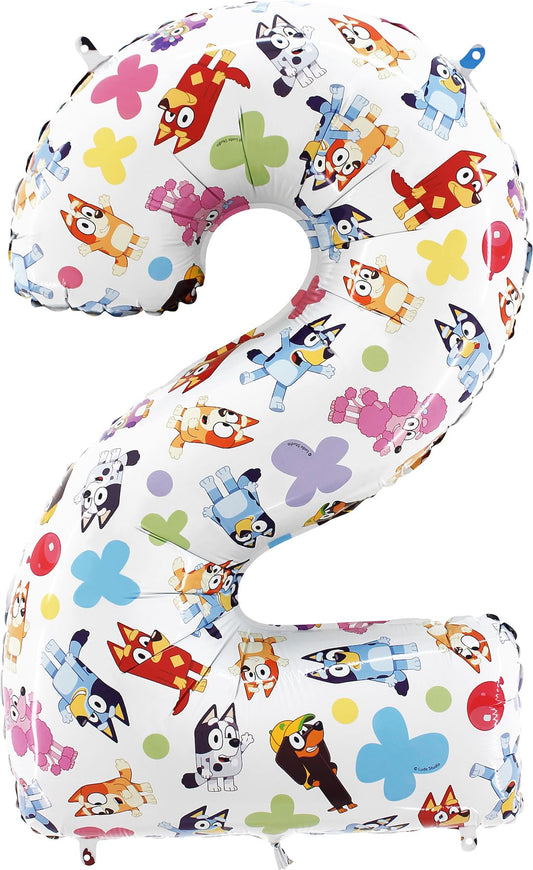 Toyland Bluey & Bingo number foil balloon, 26-inch decor ideal for kids' party celebrations.
