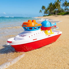 Toyland's bright, durable plastic tugboat is easy for small hands to push.