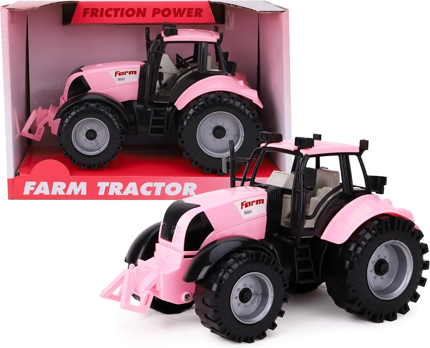 Toyland Friction-Powered Farm Tractor with opening bonnet pink promotes imaginative play.