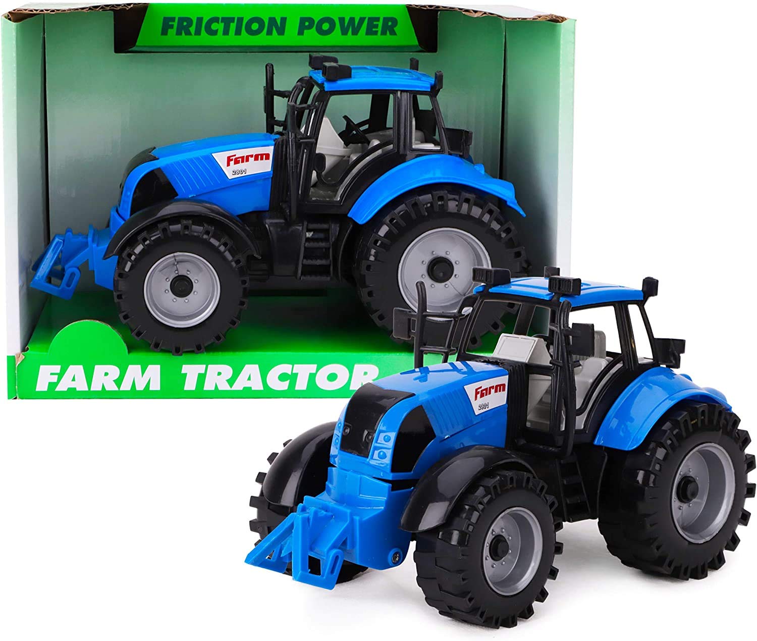 Toyland friction-powered farm tractor pink open bonnet, ideal for imaginative play