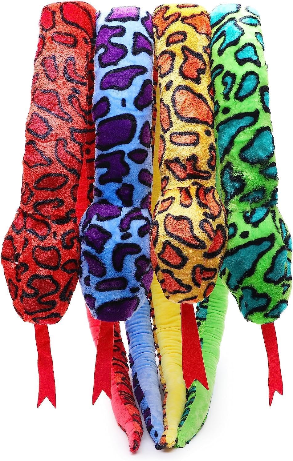 Toyland plush snake closeup shows soft fabric texture for gentle hugs.