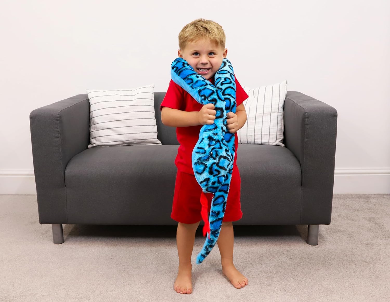 Toyland giant snake fabric close-up highlights soft, huggable texture.