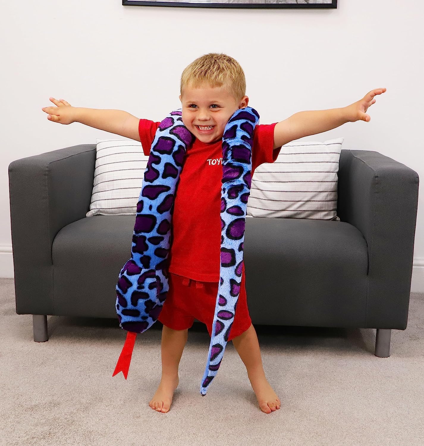 Toyland plush snake available in five colors for kid-friendly style.