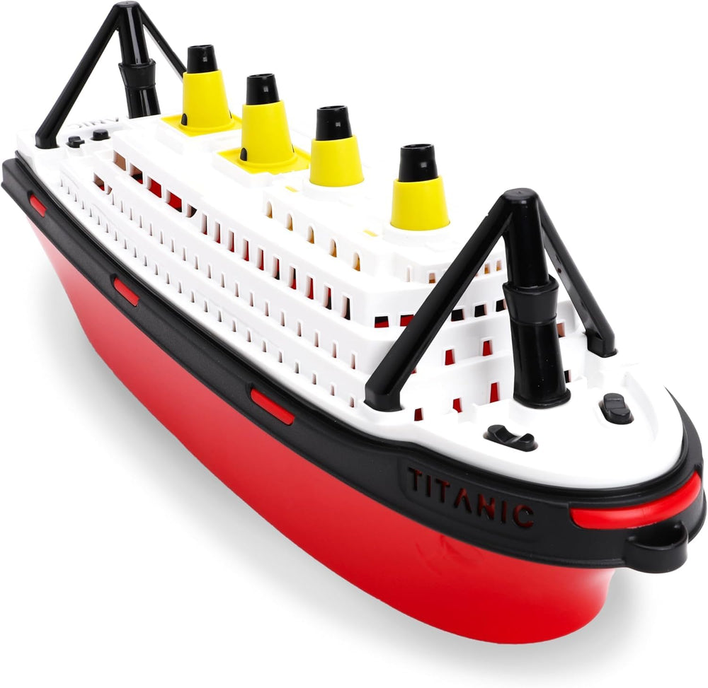 Toyland Titanic replica boat front view, great for pool imagination