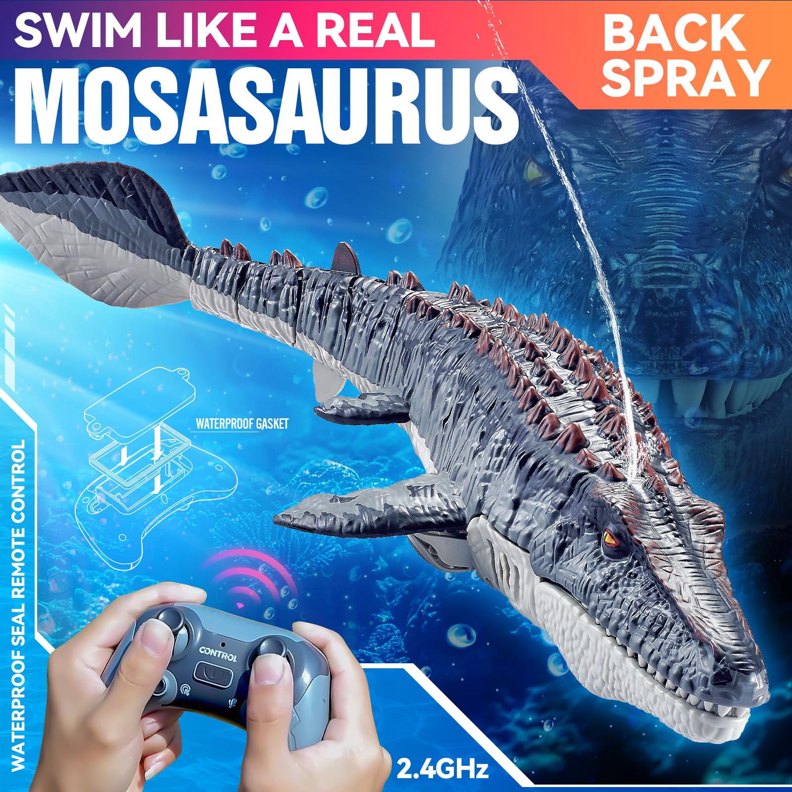 Toylefun Mosasaurus interactive features invite engaging family play