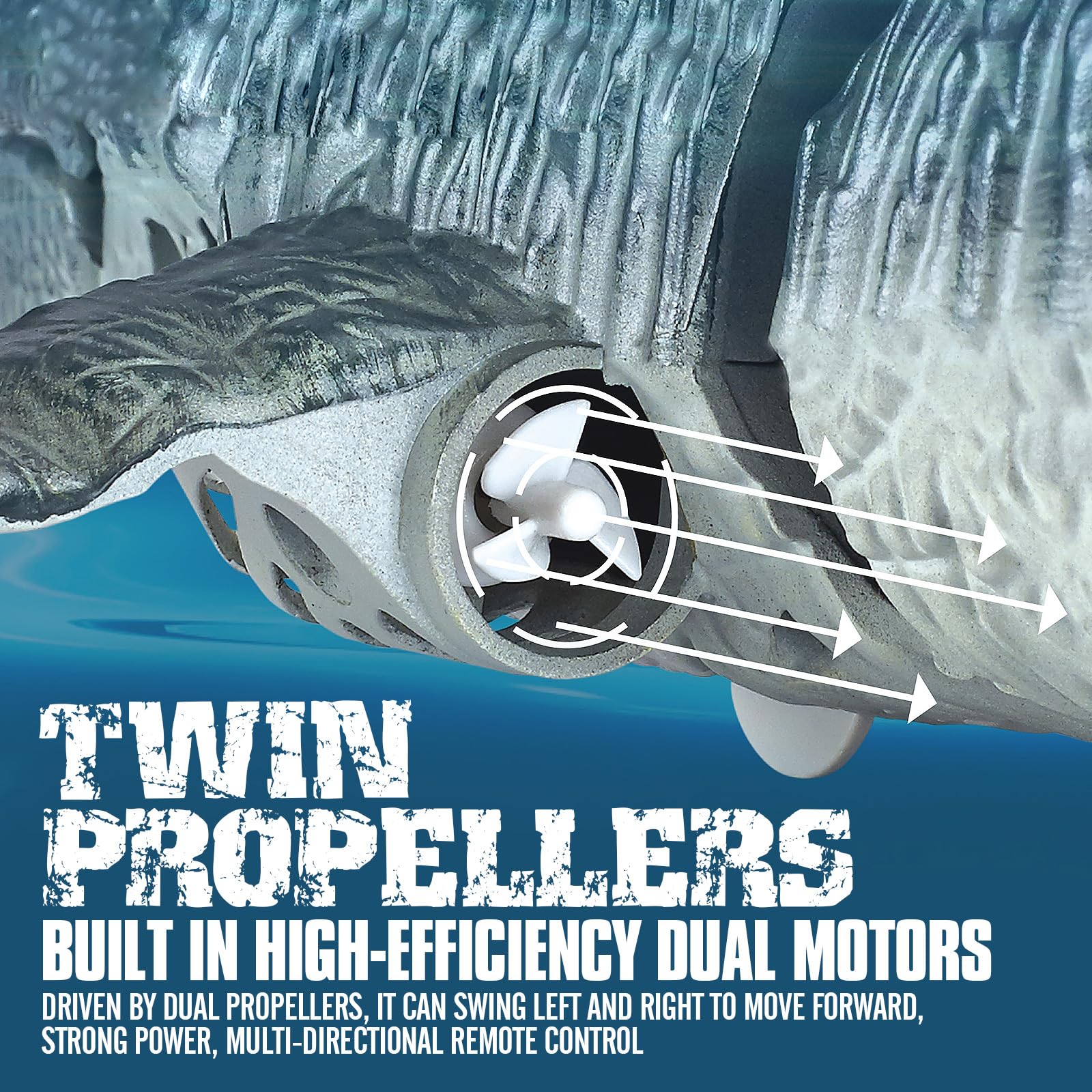 Toylefun Mosasaurus waterproof construction protects internal parts during play