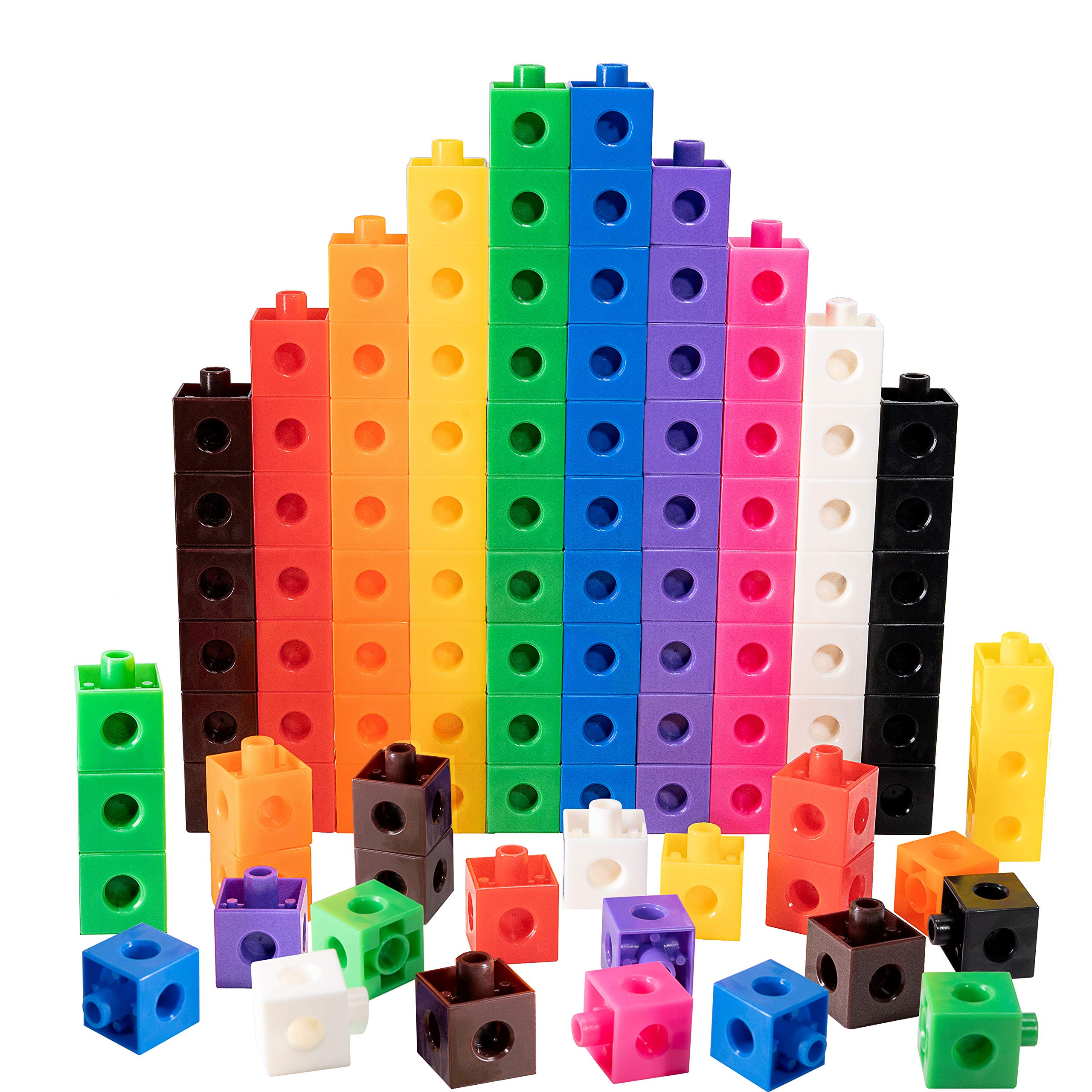 TOYLI 100-piece linking cubes set: colorful blocks for early math exploration.