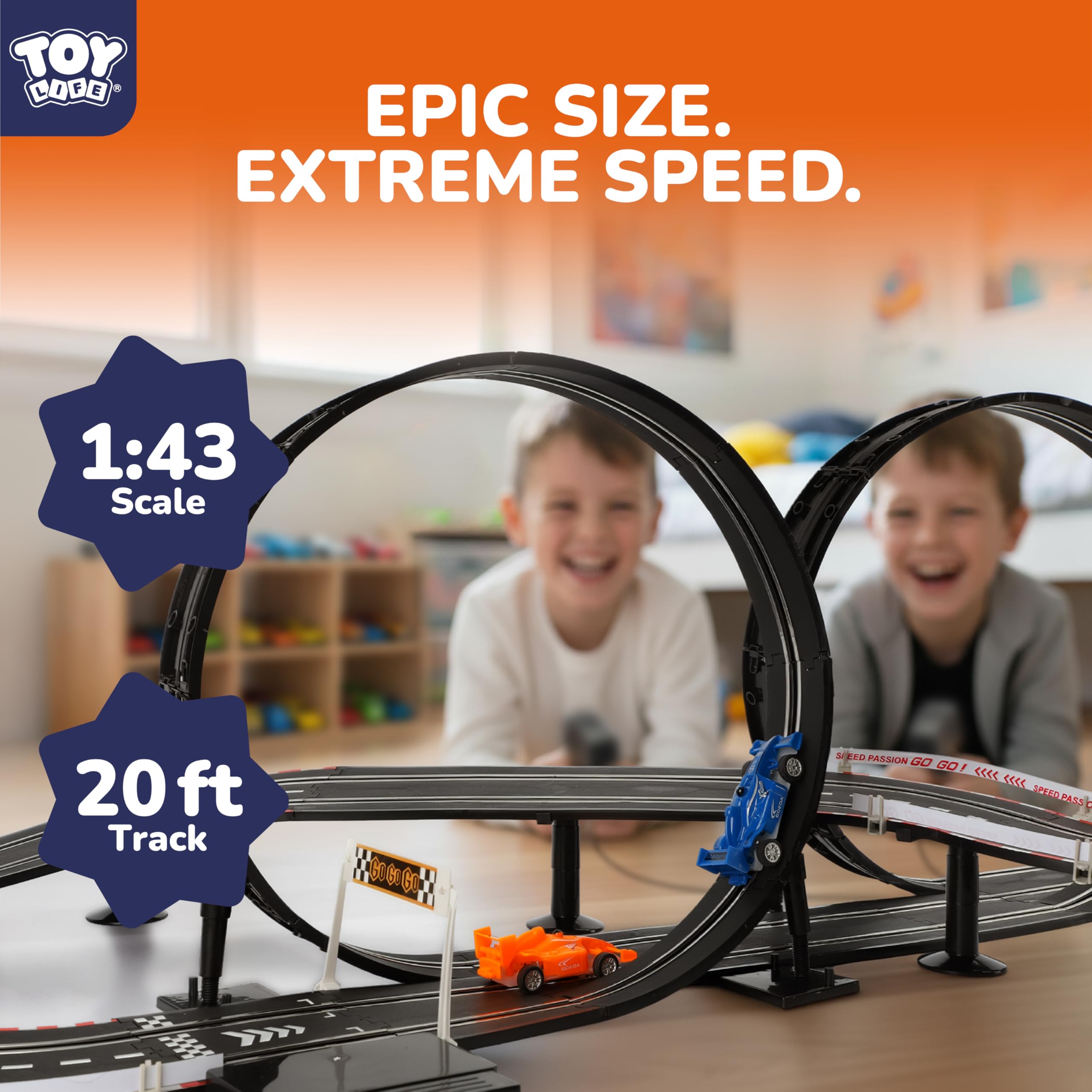 TOY Life requires eight AA batteries for ready-to-race action.