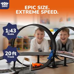 TOY Life requires eight AA batteries for ready-to-race action.