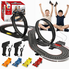 TOY Life Electric Slot Car Track overview shows a spacious 20-foot racing setup.