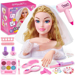 Toylink blonde-bride doll head with soft hair for pretend play.