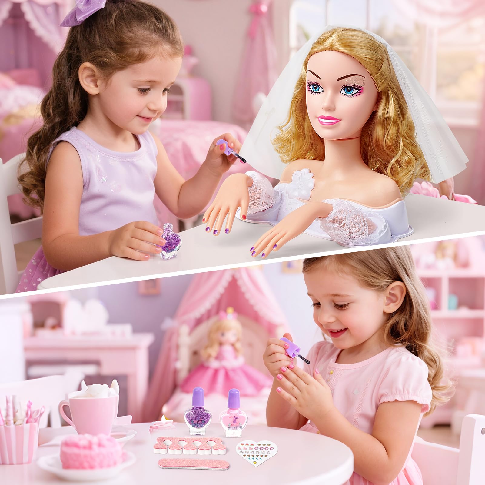 Toylink curling iron enables curls and elegant updos during make believe sessions.