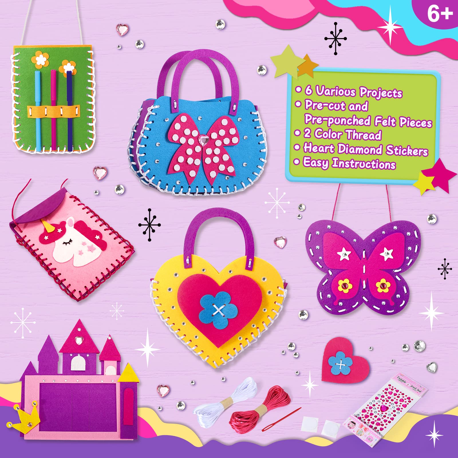 Toylink sewing kit for kids: bag project emphasizing beginner-friendly stitching