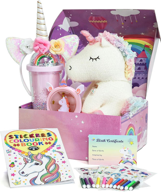 Toylink plush unicorn with rainbow hair, soft cuddle partner for bedtime