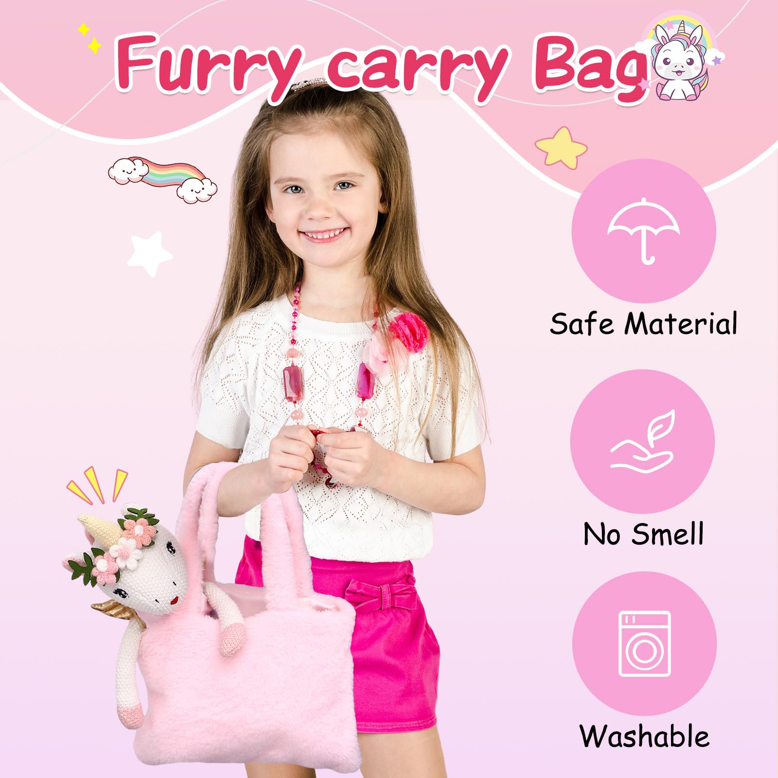 Toylink unicorn doll wings for magical pretend flight.