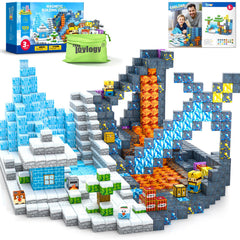 Toylogy 120pcs magnetic blocks form an ice castle for imaginative play and motor skills