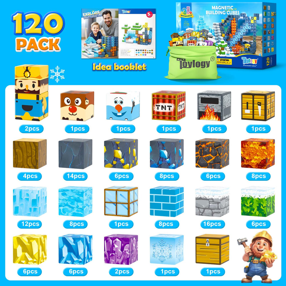 Toylogy magnetic blocks create a mine world adventure with treasure-building possibilities