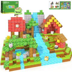 Toylogy 150pcs magnetic blocks forming a zoo-building playground for creative play