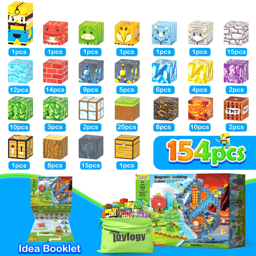 Toylogy dinosaur magnetic blocks Mine World build encourages imaginative construction