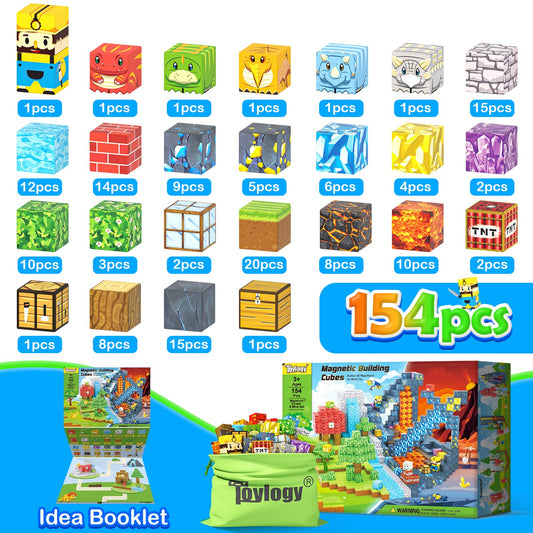 Toylogy dinosaur magnetic blocks Mine World build encourages imaginative construction