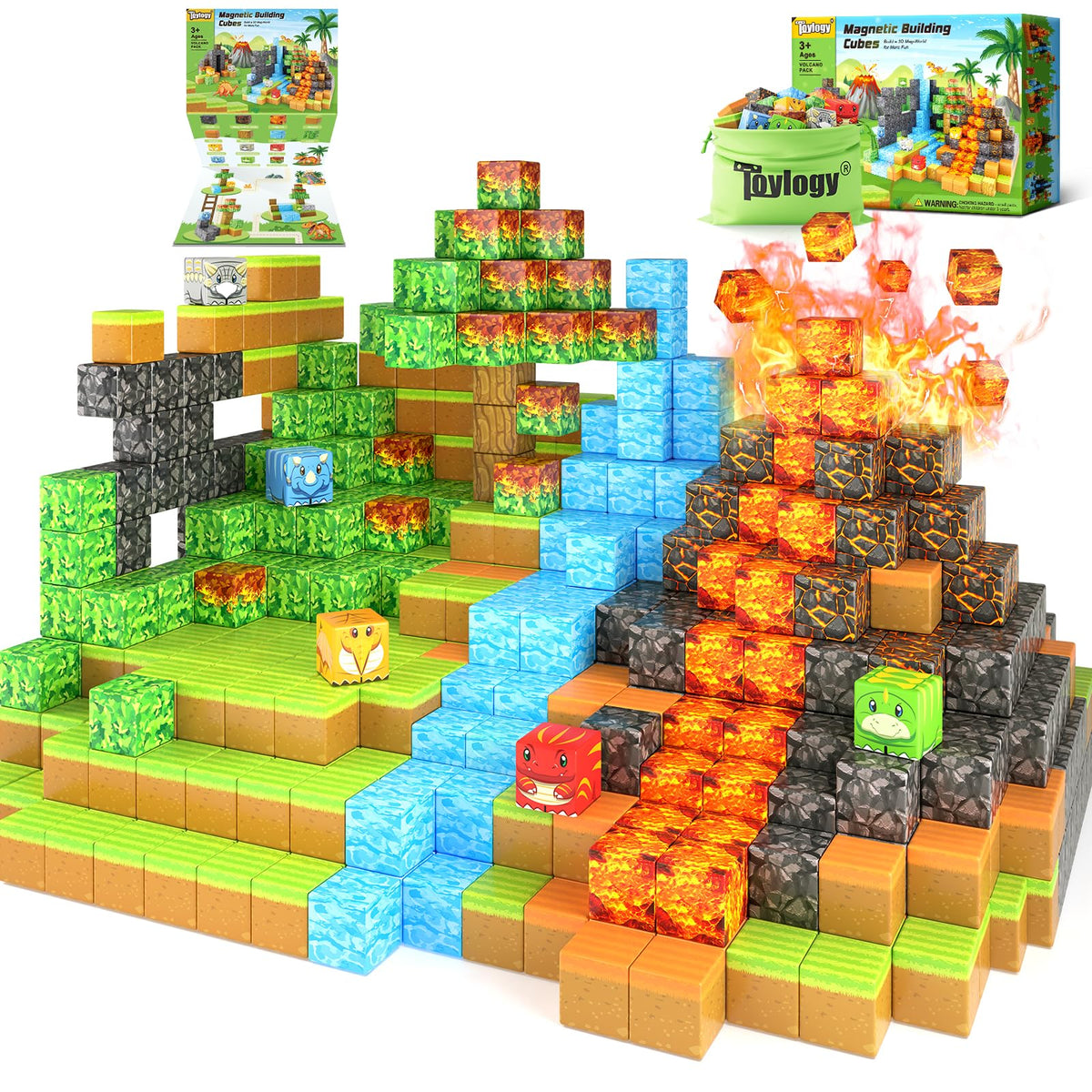 Toylogy Dinosaur Mine Magnet World Volcano Set with volcanic landscapes for imaginative play