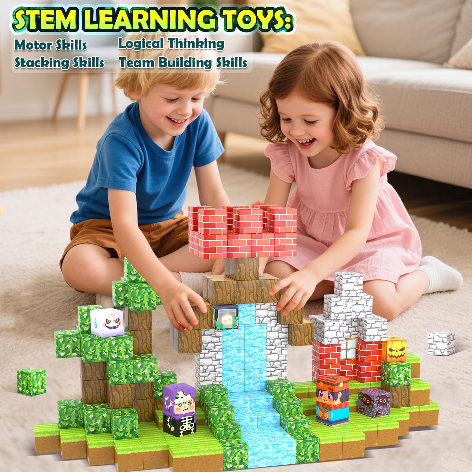 Toylogy magnetic tiles spark imaginative storytelling and role-play adventures.