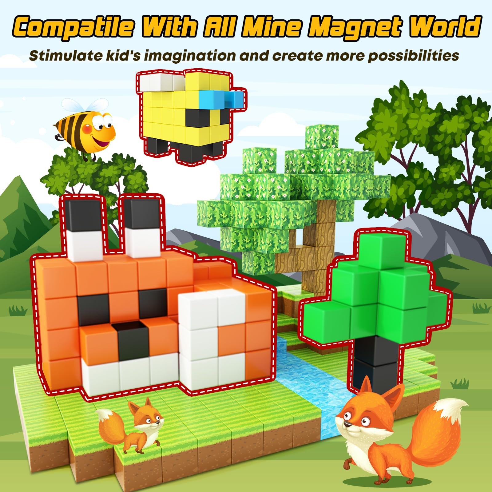 Toylogy magnetic blocks with idea booklet to spark creative play and planning.