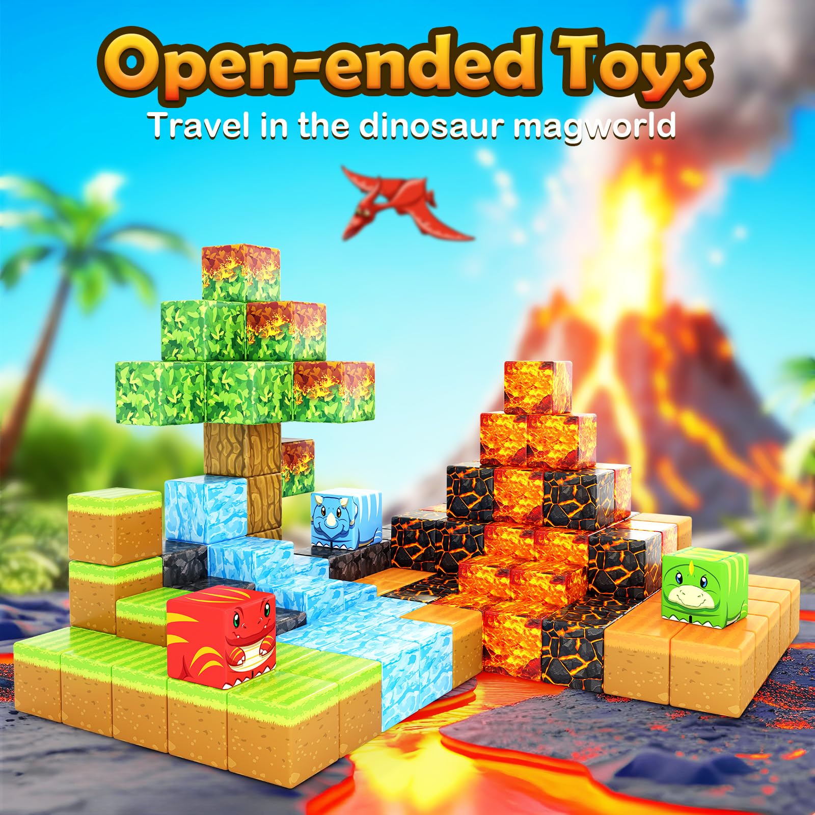 Toylogy MagWorld Dino Edition jungle-scene encouraging exploration and hands-on building
