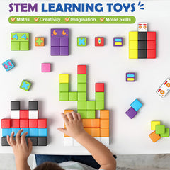 Toylogy colorful bricks invite open-ended STEM play and creative problem solving.