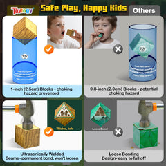 Toylogy magnetic blocks with dinosaurs in a vivid adventure scene for storytelling.