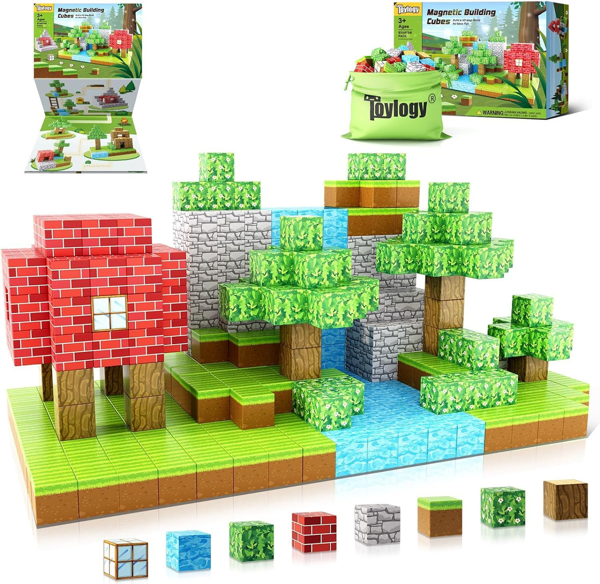 Toylogy magnetic blocks forest set for creative building and pretend play