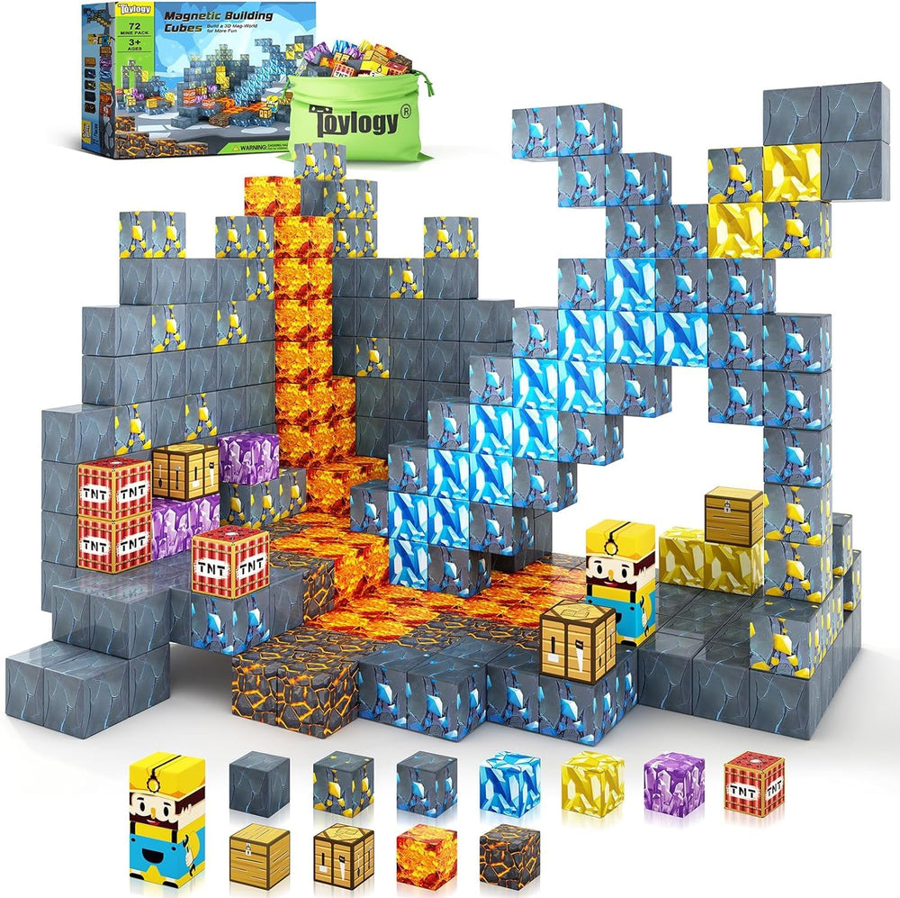 Toylogy Magnetic Blocks in the mine caverns scene promote imaginative play and fine motor skills.