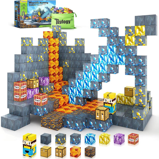 Toylogy Magnetic Blocks in the mine caverns scene promote imaginative play and fine motor skills.
