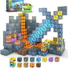 Toylogy Magnetic Blocks in the mine caverns scene promote imaginative play and fine motor skills.